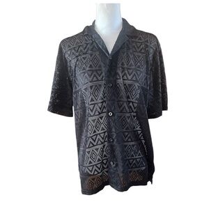 Malibu Drill Clothing Men’s See Through Geometric Button-Up Shirt